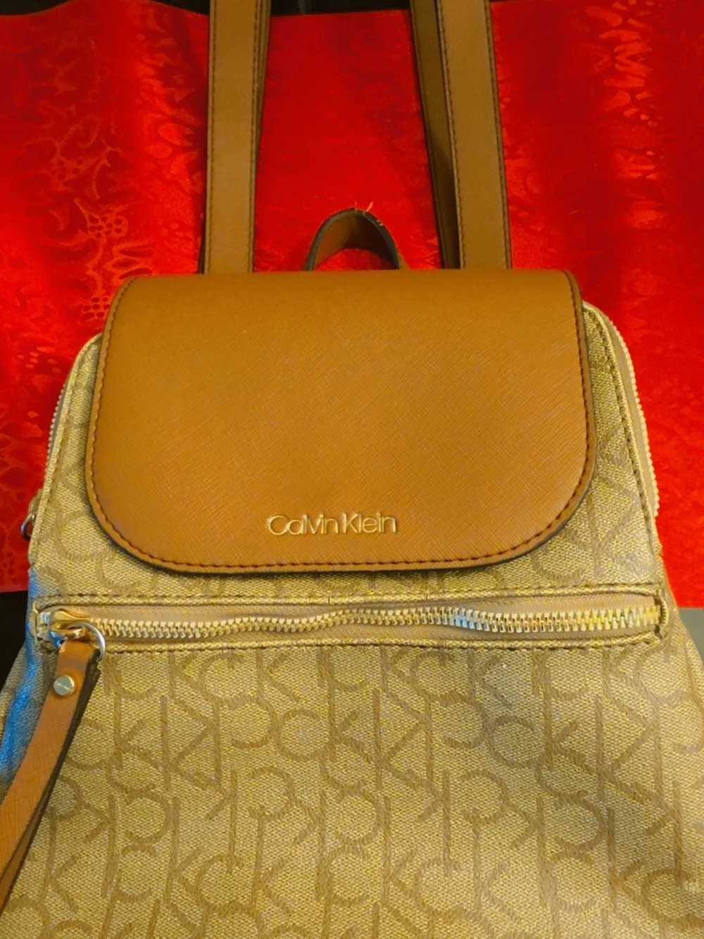 Calvin Klein Brown Logo Mini Backpack